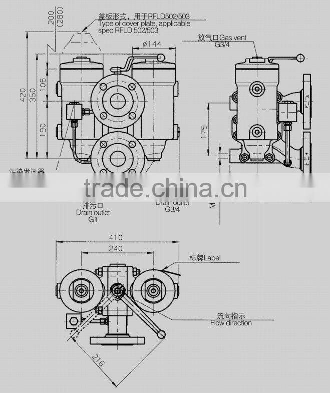 With Steel Plug RFLD Lubricating Oil Duplex Hydraulic Line Filter