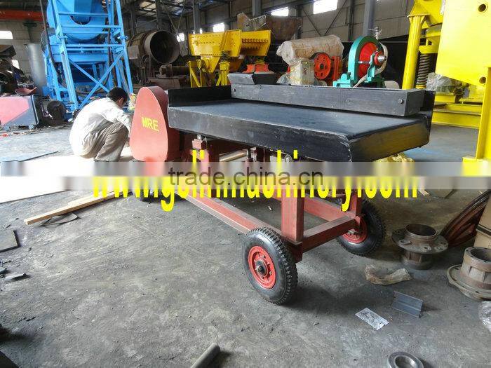 Mini mobile gold shaking table with movable wheels for small scale mining separation
