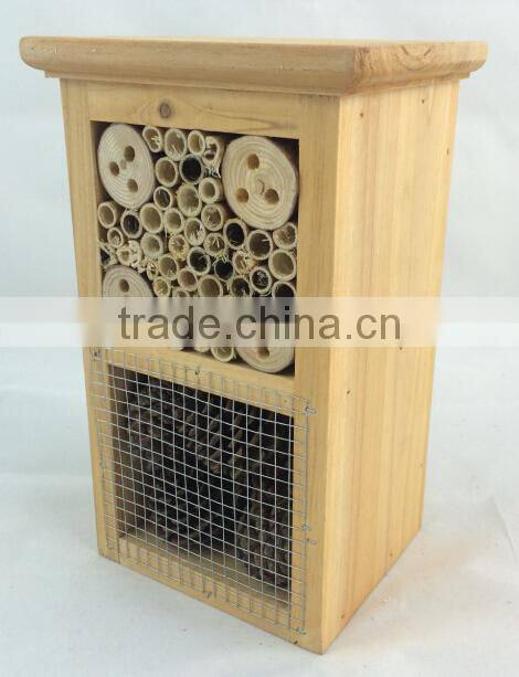 FSC wooden garden hanging bee insect hotel Wooden Insect Bee house