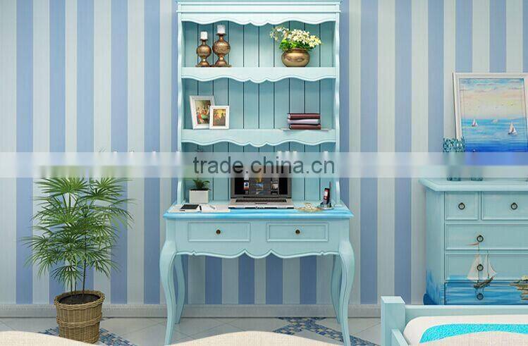 Mediterranean Style Study Desk, Sailing Boat Handpainting Student Desk, Solid Wood Desk with Bookcase (BF01-X1152)