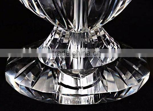 Concise design clear K9 crystal table lamp with white color lace lampshade