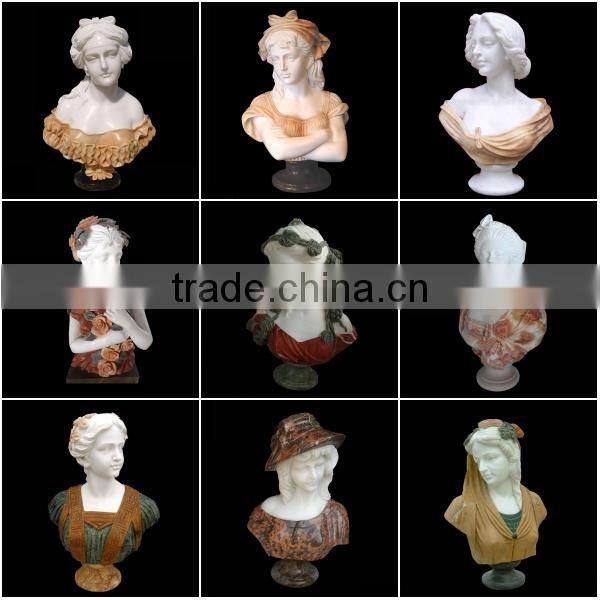 Hand Carved Female Marble Girl Head Bust Statue