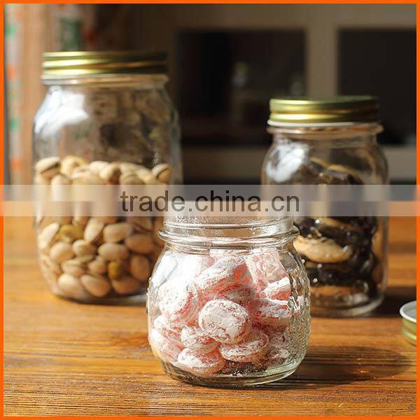 High quality clear glass bottles and jar with lid