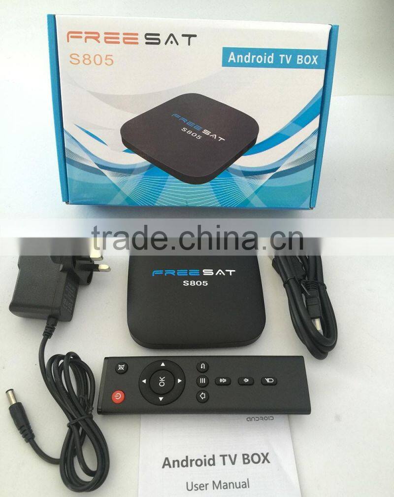 Freesat Amlogic S805 Quad core android 4.4.2 tv box support bluetooth 4.0,, 1G+8G, Amlogic android TV box