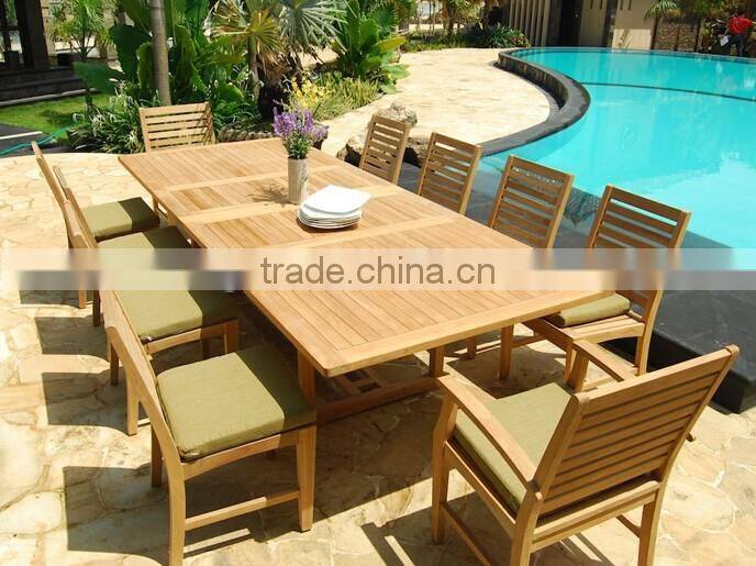 Garden furniture outdoor teak wood dining long wood table and chairs