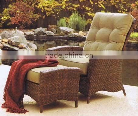 Leisure garden rattan reliner arm chair with ottoman patio furniture