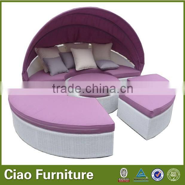 beach sun bed outdoor rattan round daybed black wicker with canopy