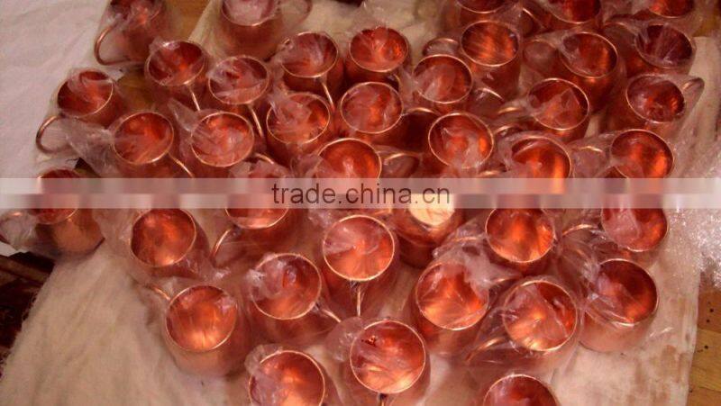 AMAZON HOT SELLINTG BPA FREE & FDA APPROVED 16 OZ 100% COPPER HAMMERED BARREL MUG WITH ZIGZAG BRASS HANDLE