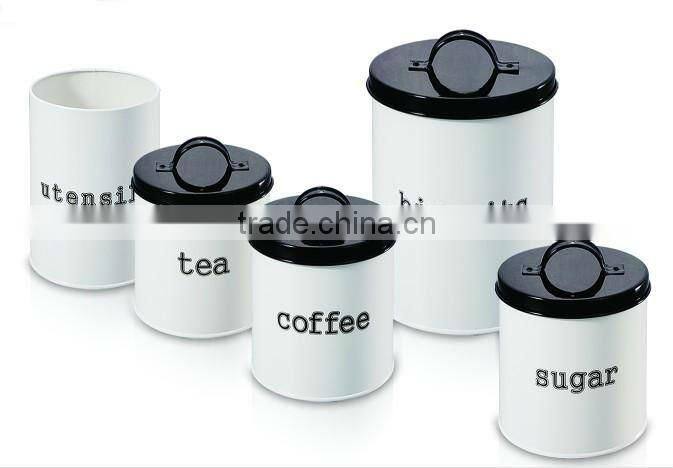 round metal bin with plastic cover for tea & coffee Canister wholesale