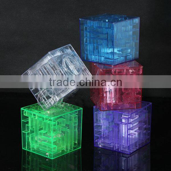 Eco-friendly Plastic 3D Cube Maze Collection Box Transparent Maze Box