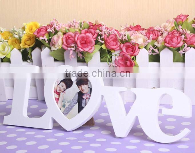 home decor wooden love photo frame for wedding decoration