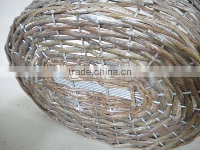 High handle wicker woven artificial flower basket gift