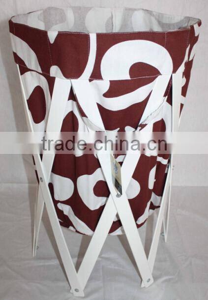 White Wooden Stand Large Canvas Laundry Bag