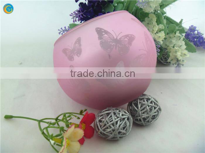 Romantic round pink butterfly wedding candlestick