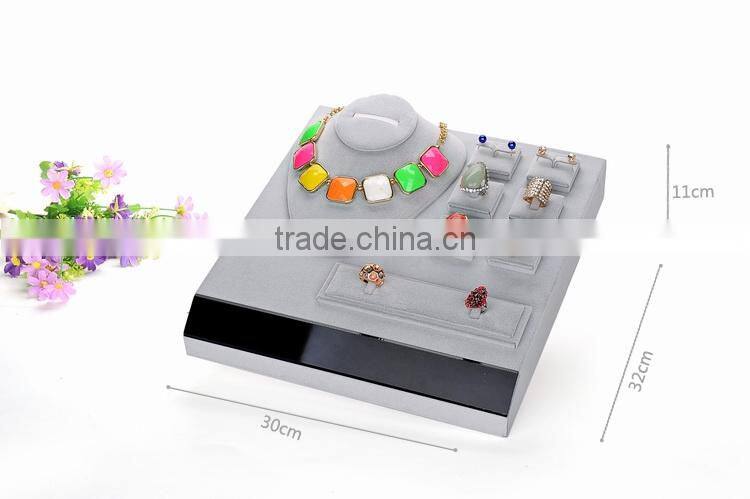 Velvet cover MDF necklace ring display tray for jewelry