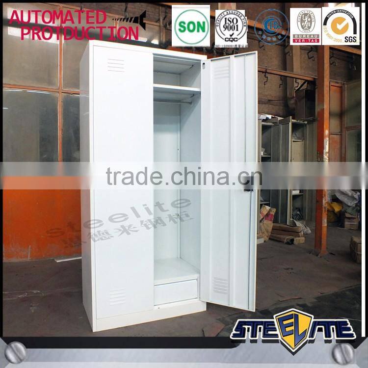 Double open door steel clothes wardrobe closet