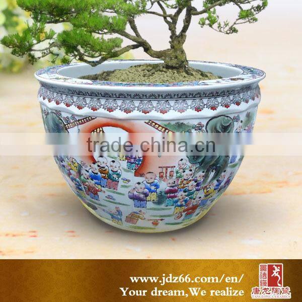 New year gift excellent quality glazed ceramic pots for planting tree made in China