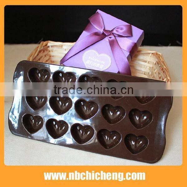 Hot selling 15 cavity heart shape silicone chocalate molds, silicone heart molds, Heart Shaped Ice Cube Tray