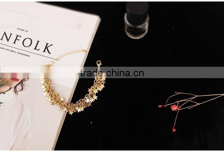 layered gold tiny stars charms bracelet gold stars chain bracelet