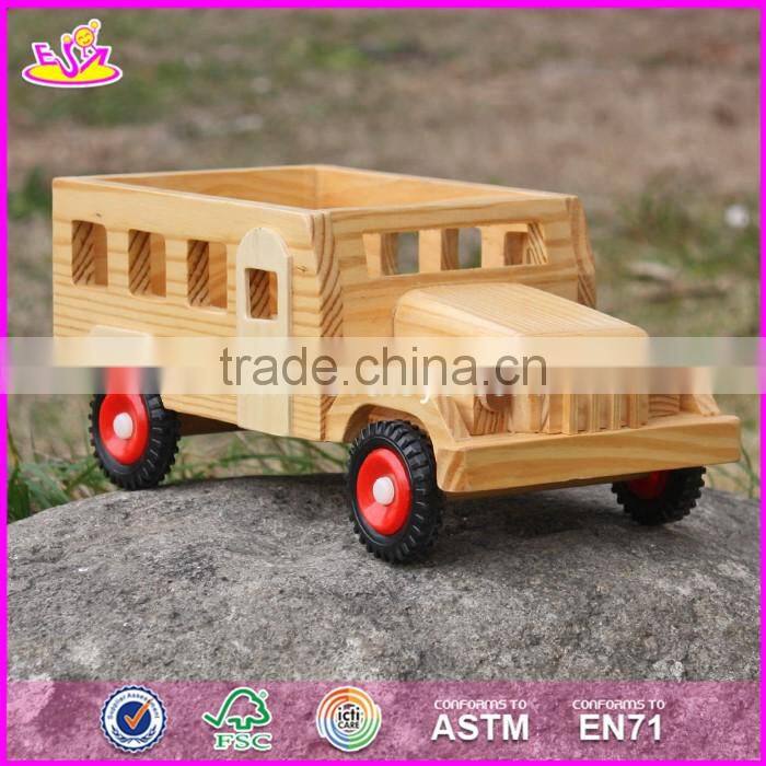 2017 New products kids small toys solid wooden toy cars and trucks W04A332