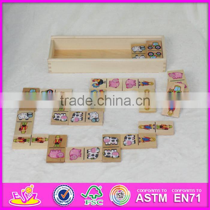 2017 new design funny kids play wooden dominoes toys for sale W15A075