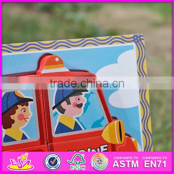 2016 new design children educational toy wooden 3d puzzle car W14D018