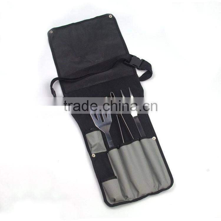 New style 5pcs bbq tool set with nylon bag for outdoor traveling