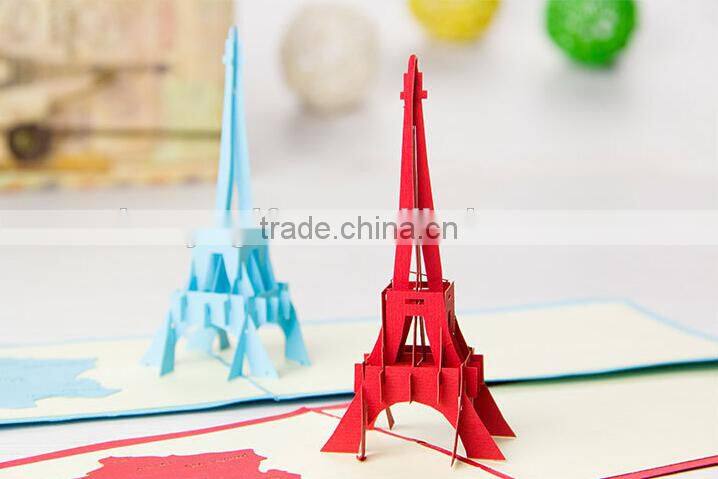 Creative 3D Greeting Card Custom Eiffel Tower Greeting Cards Printing Handmade Postcard