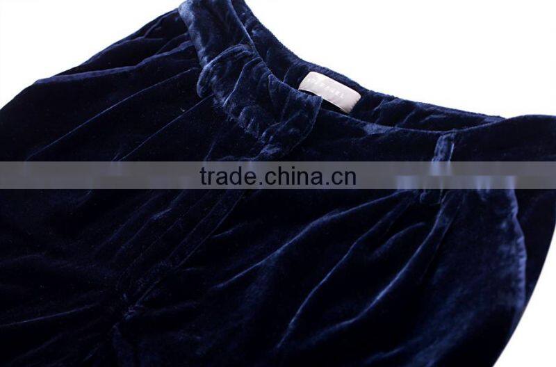 ladies casual warm pure dark blue velvet shorts