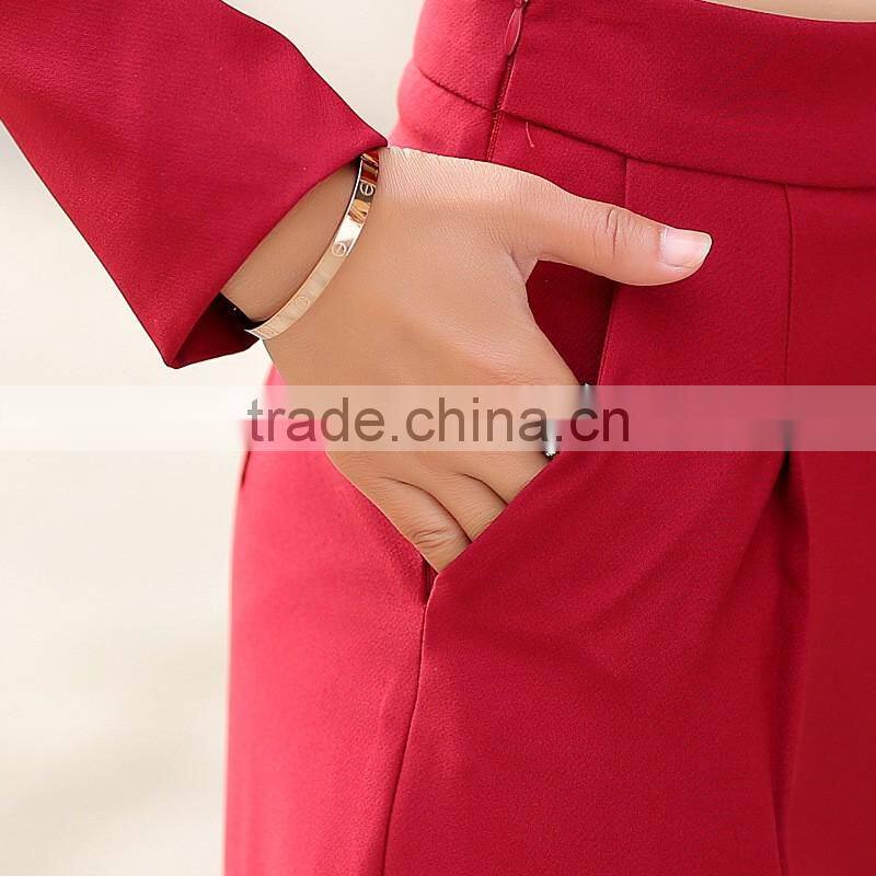 Fashion designer top, stylish wide leg pants suits