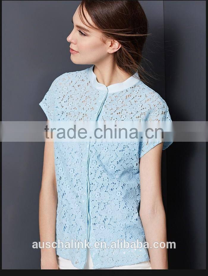 2016 best selling high quality ladies lady lace tops latest design