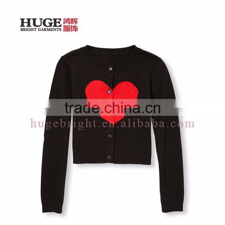 Heart Graphic At Center Front Fashion Sweater Cardigan