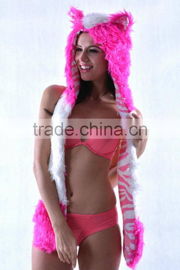 Popular new coming OEM services animal fur Russian earflap hood hat