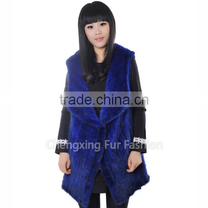 CX-G-B-220E Knit Real Mink Fashion Fur Fashion Fur Vests For Women