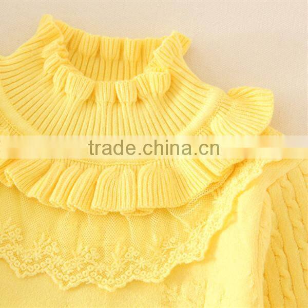 Autumn Winter Plain Hot Sales Clothes Children Cardigan Girls Pullovers Pure Yellow Sweaters For Winter
