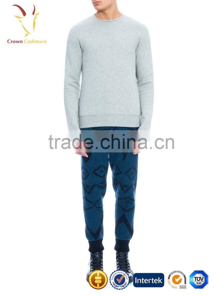 Men winter wool knit intarsia pants