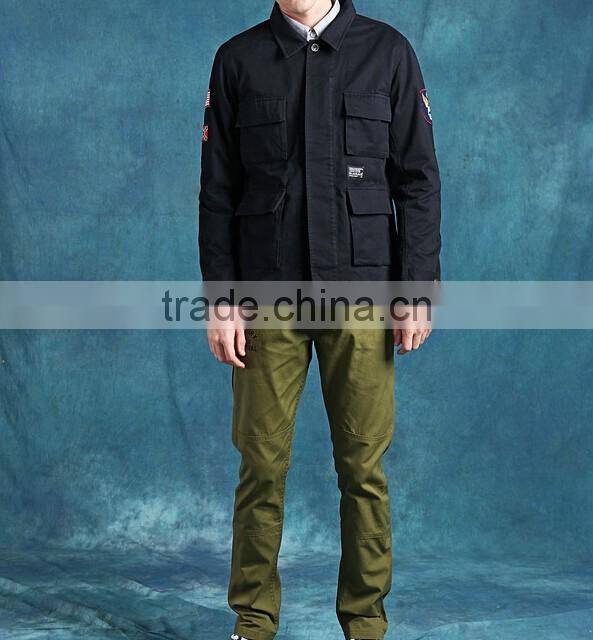 2016 Oem Factory Black High Quality Custom Men Denim Army Jacket