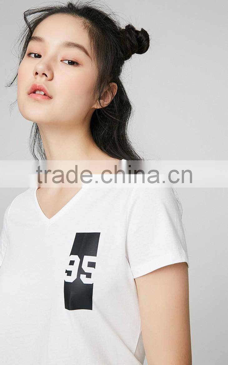 2017 women clothing custom t shirt printing v neck women t shirt