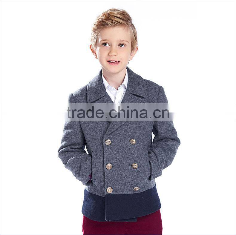 ELPA 2015 style double breasted wool material overcoat short style warm boy gray kids winter dress wool coat