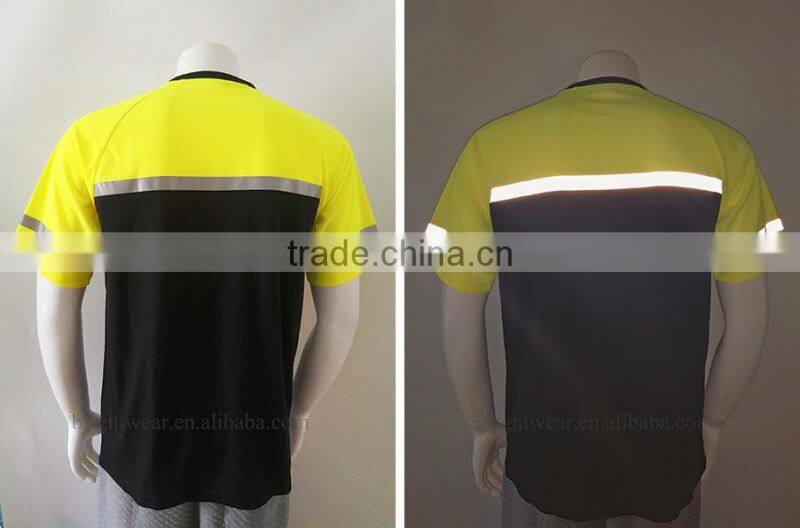 Men's high visibility short sleeve two colored china factory reflective t-shirt