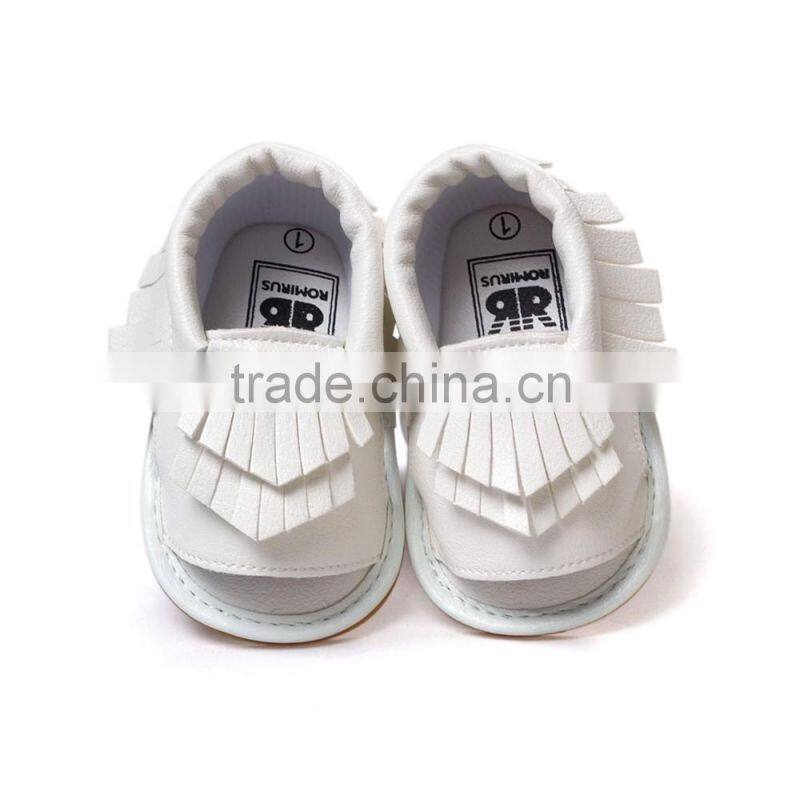 Artificial leather fringed baby summer sandals, hard sole baby summer sandals
