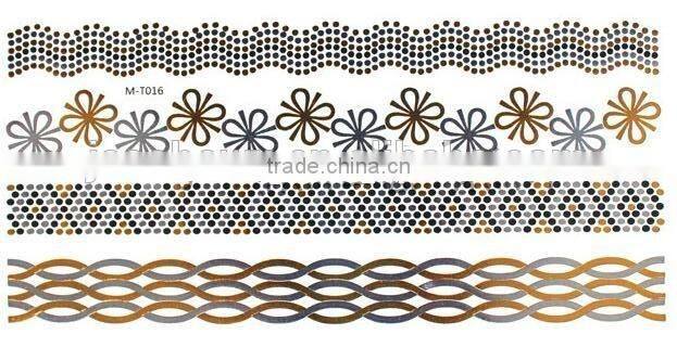 Alibaba Wholesale gold and silver metallic temporary tattoo sticker