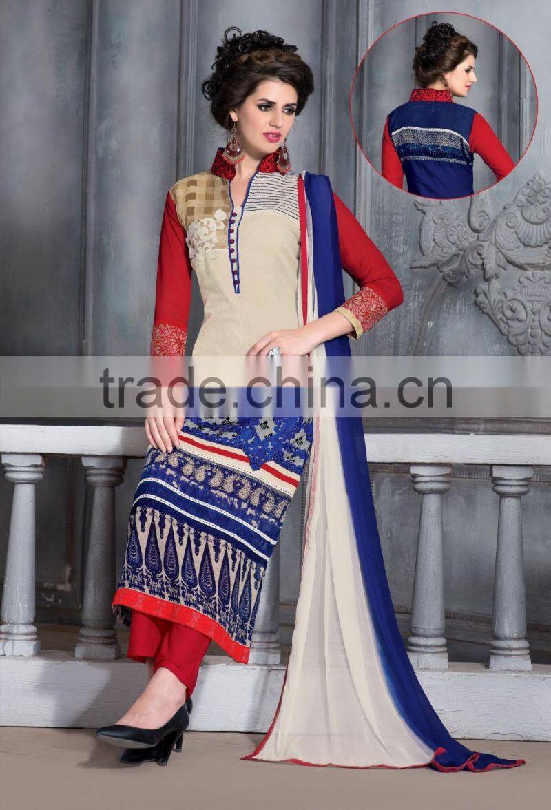 Brown and Green color with embroidery work Blooming Grace Designer Semi Stitch Salwa Kameez