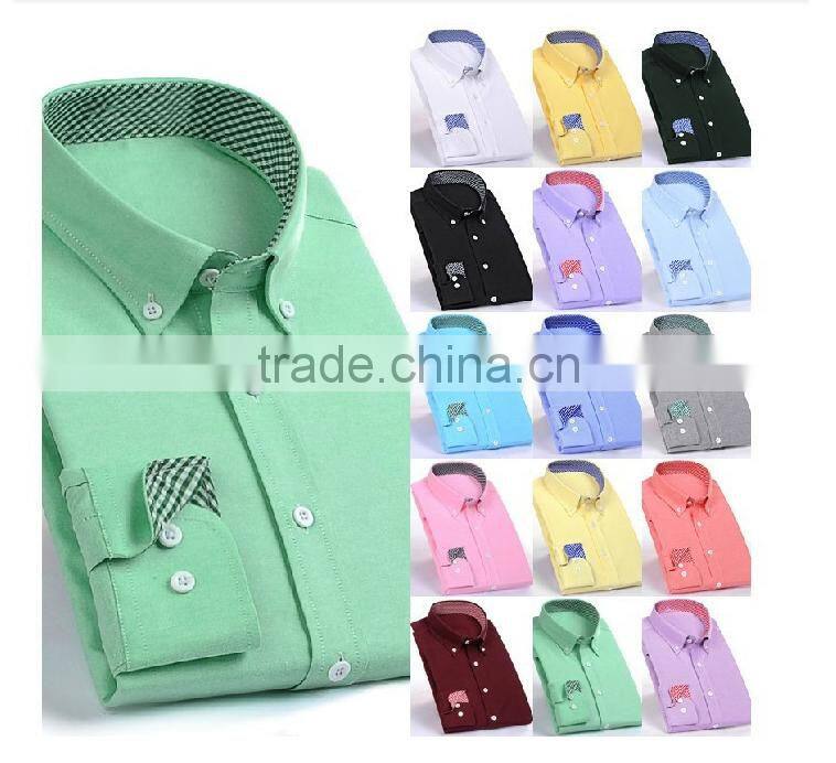Latest oxford multi colored micro gingham contrast slim fit autumn mens shirts