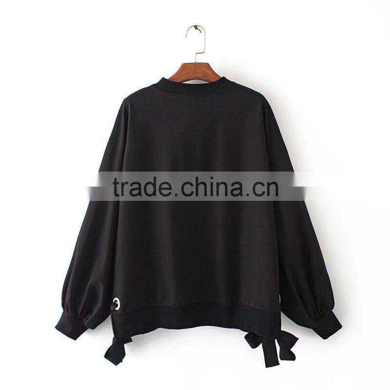 Womens pullover black Buckle cool hoodies Oversized sweatshirts