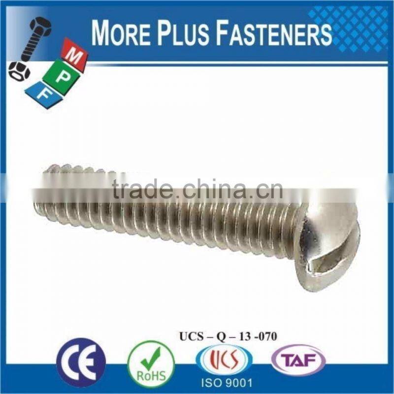 Made in Taiwan Brass Stainless Steel and Carbon Steel Material Slotted Round Head Machine Screw
