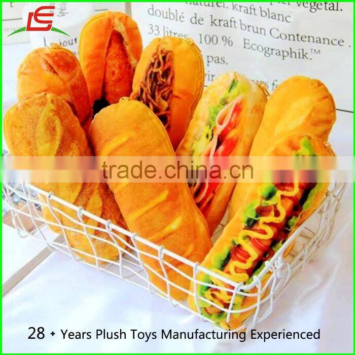 Simulation mini Hamburger hot dog cloth plush soft pen bag