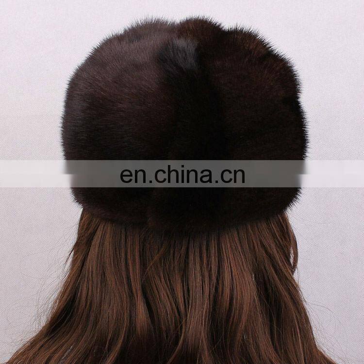 Genuine hot fashion black mink fur hat