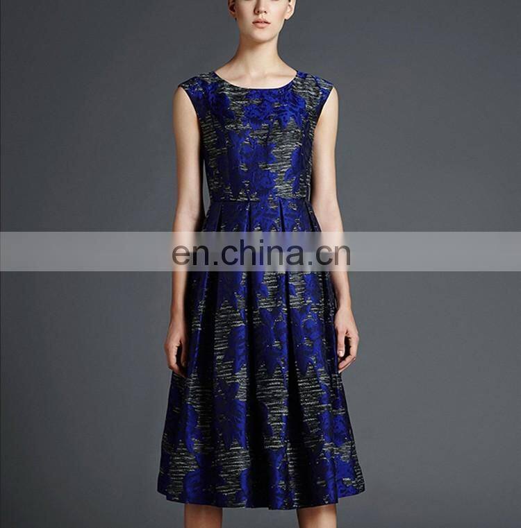OEM Service Online Shopping New Fashion Round Neck Floral Floral Dress 2016 Elegant Women Casual Dress