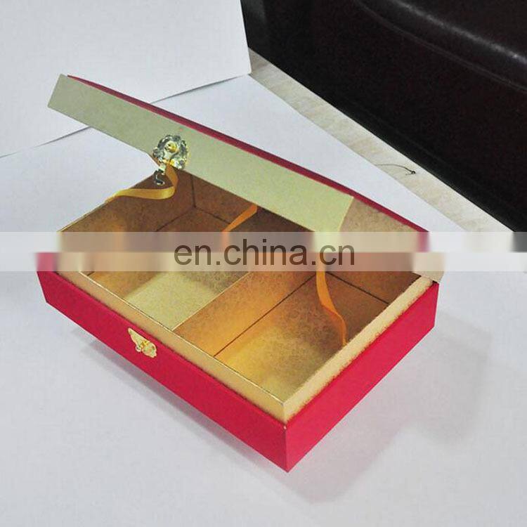 high quality customized matle buckle wedding gift Package hardcover Paper Box with gold paper insert